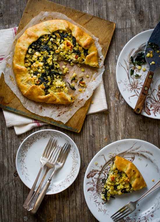 Kale Corn and Feta Galette