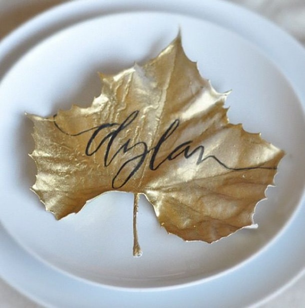 painted leaf place card