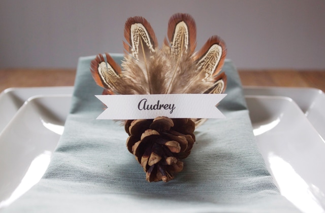 friendsgiving menu pinecone turkey place cards for friendsgiving