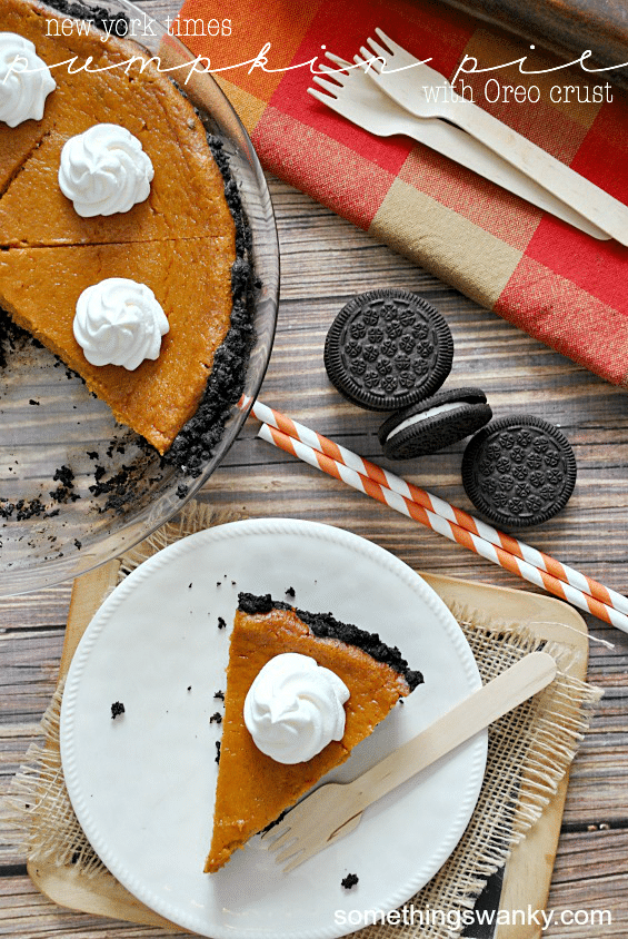 friendsgiving menu pumpkin cheesecake with oreo crust for friendsgiving dessert