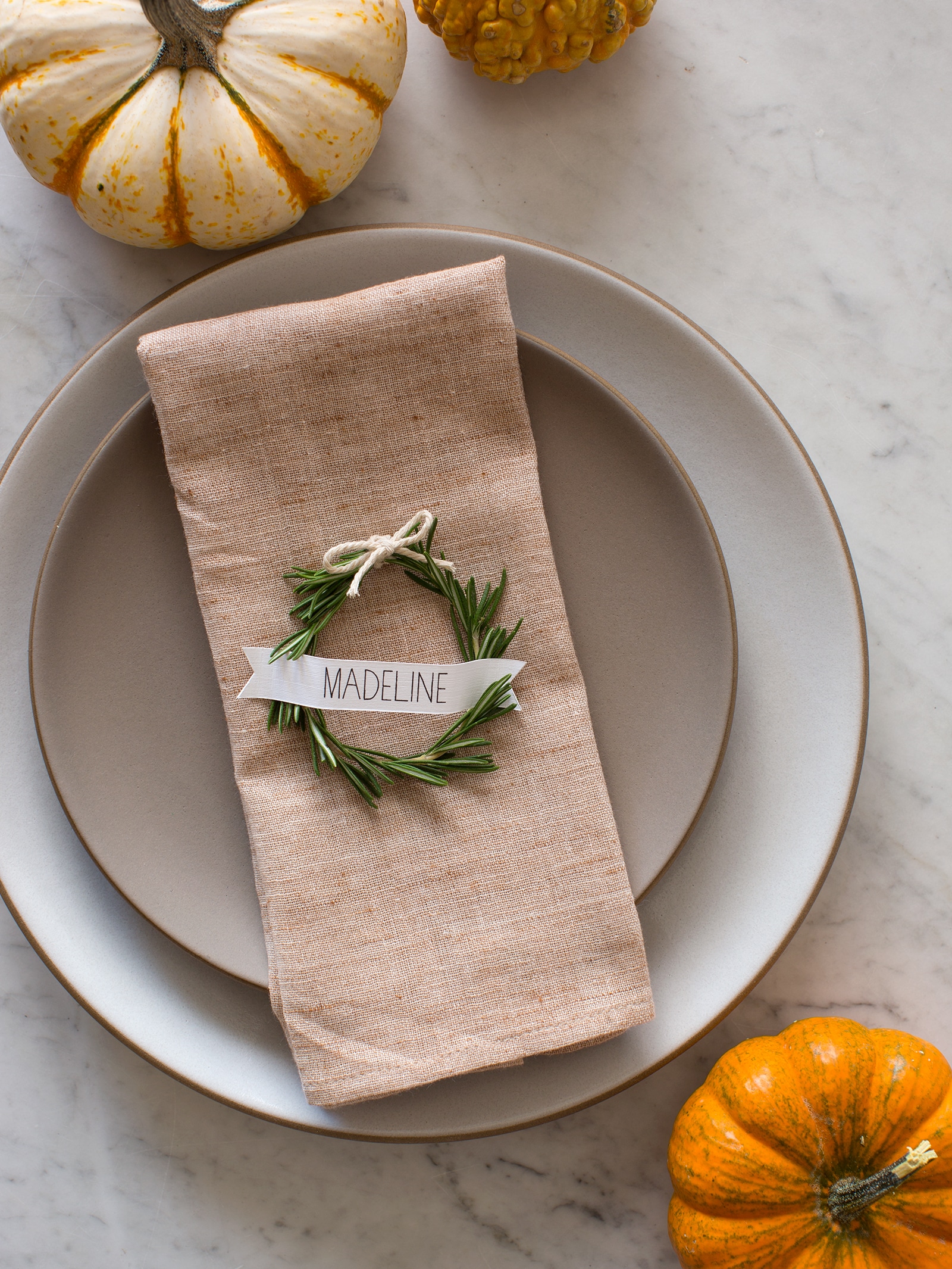 rosemary wreath place card