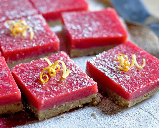 Cranberry Curd Bars with Walnut Shortbread Crust