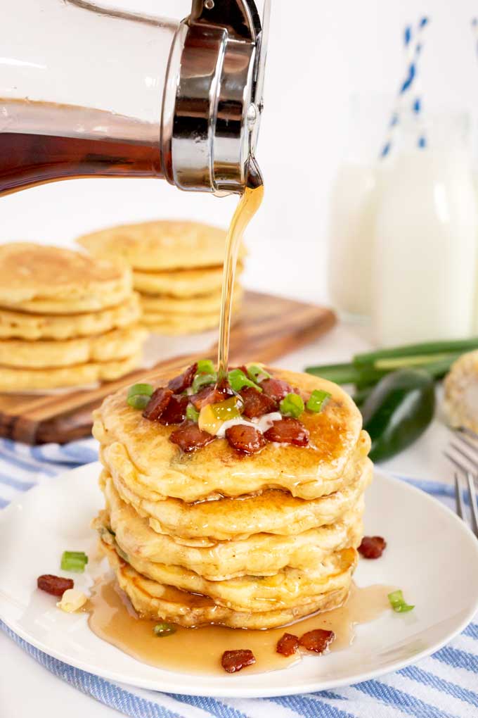 corn pancakes with bacon
