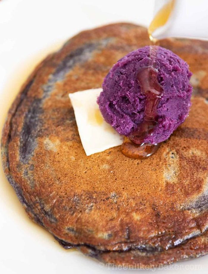 unique pancake recipes- ube purple sweet potato pancakes