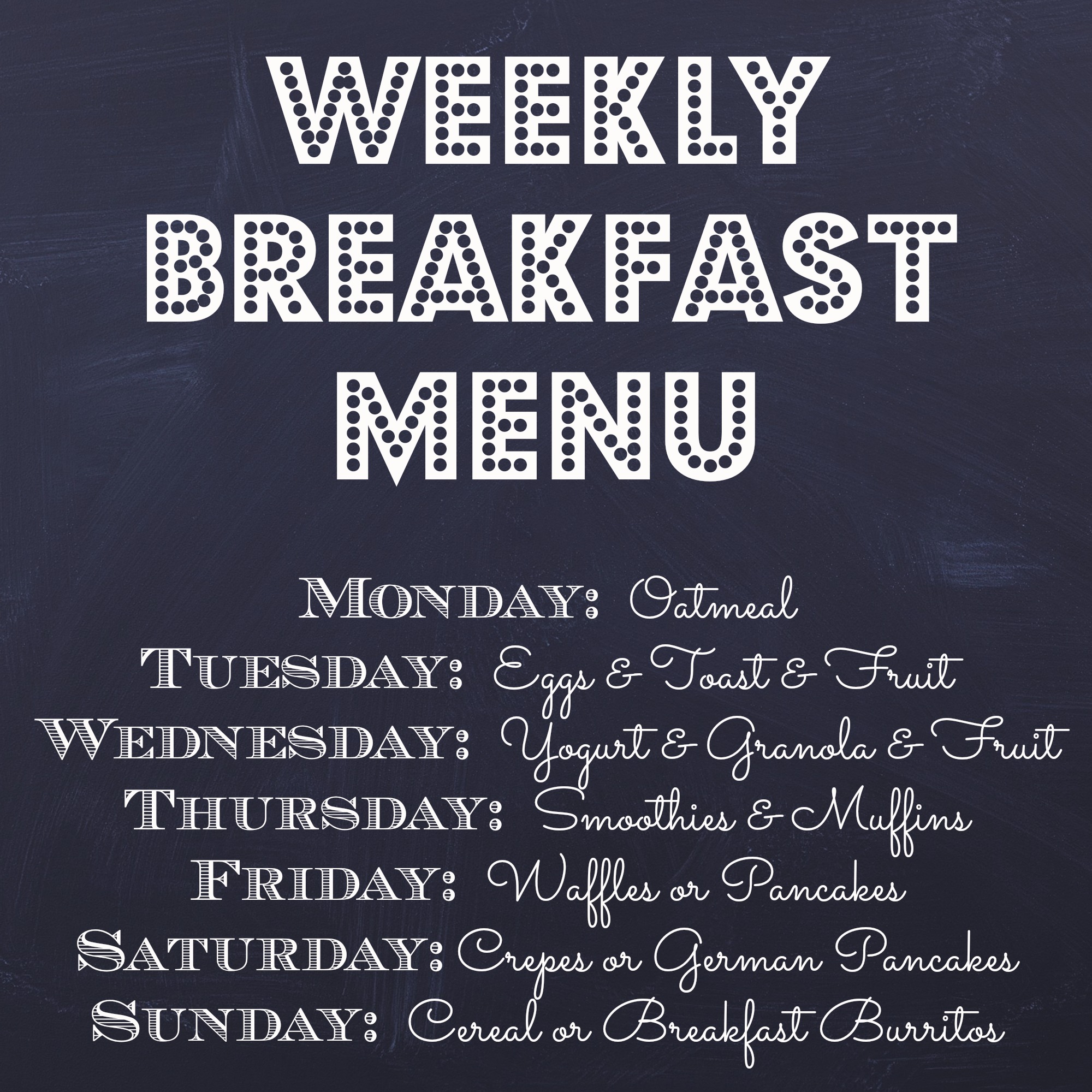 Weekly Breakfast Chart