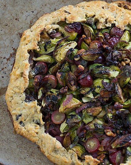 brussels sprouts and grape galette