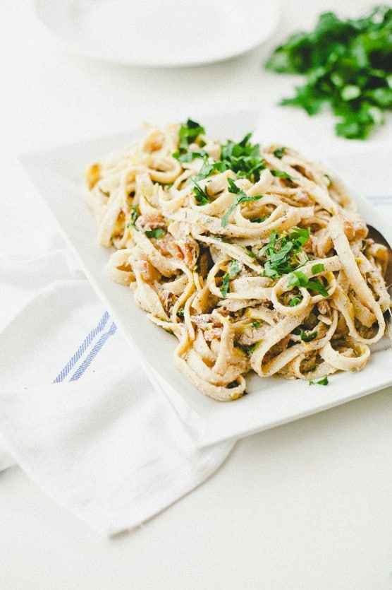 bacon leek pasta