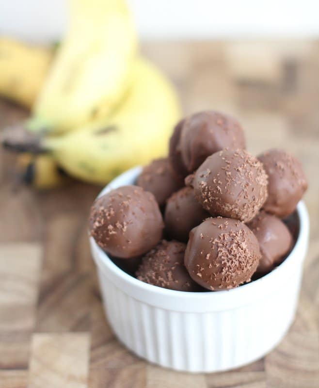 homemade truffles- chocolate dipped banana bread truffles