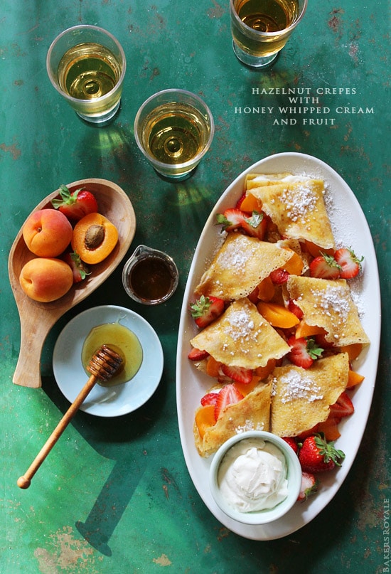 Sweet Crepe Recipes : hazelnut crepes with honey whipped cream and fruit