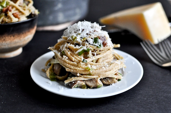 portobello and leek carbonara