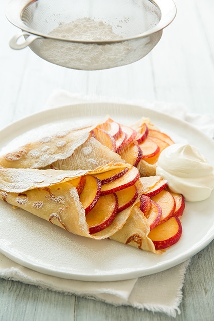 Sweet Crepe Recipes : vanilla bean cremes with peaches and cream