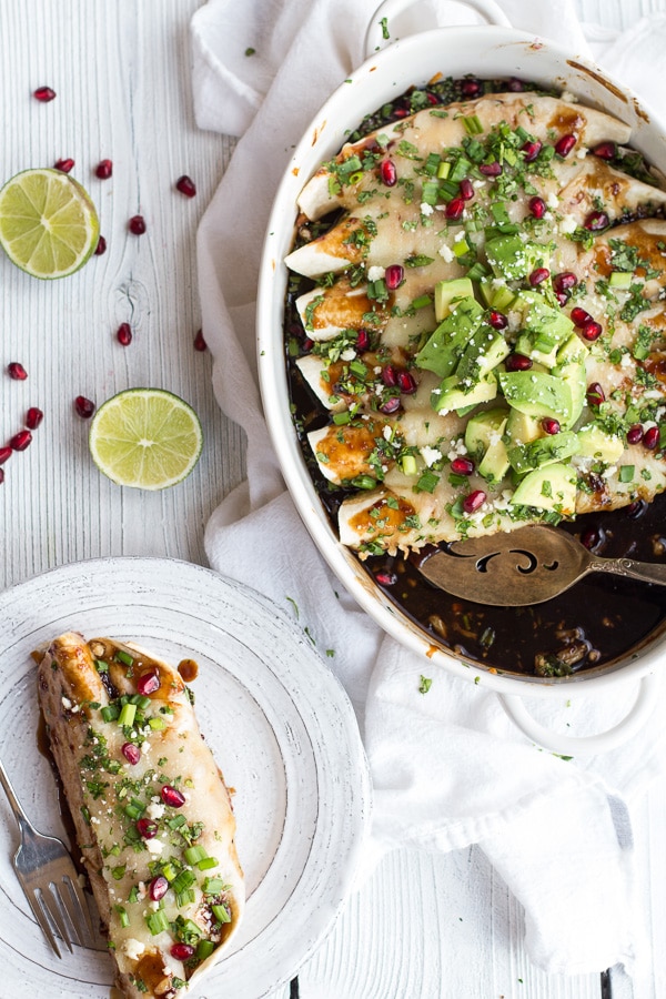 Enchilada Recipes : cheesy sweet and sour pomegranate thai chicken enchiladas