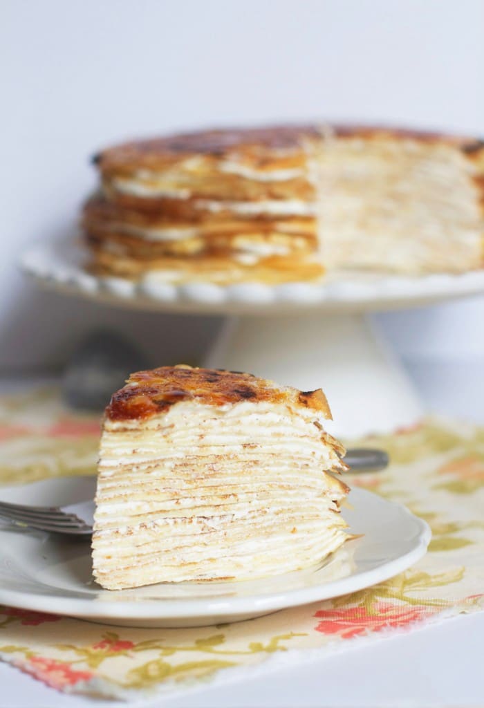 creme brulee crepe cake