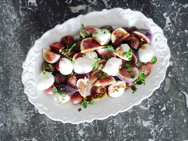 fig heirloom tomato buffalo mozzarella unique Caprese Salads