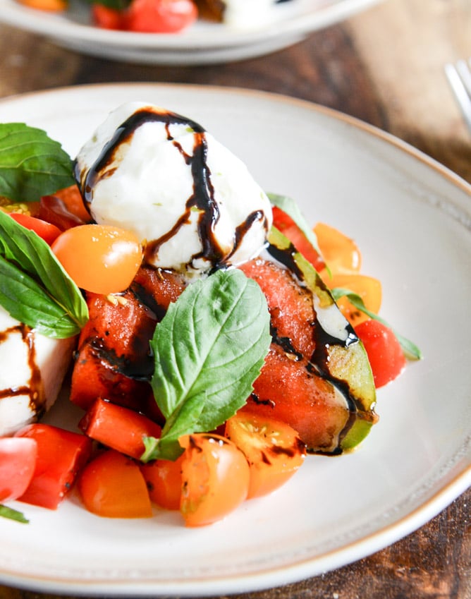 honey grilled watermelon caprese salad