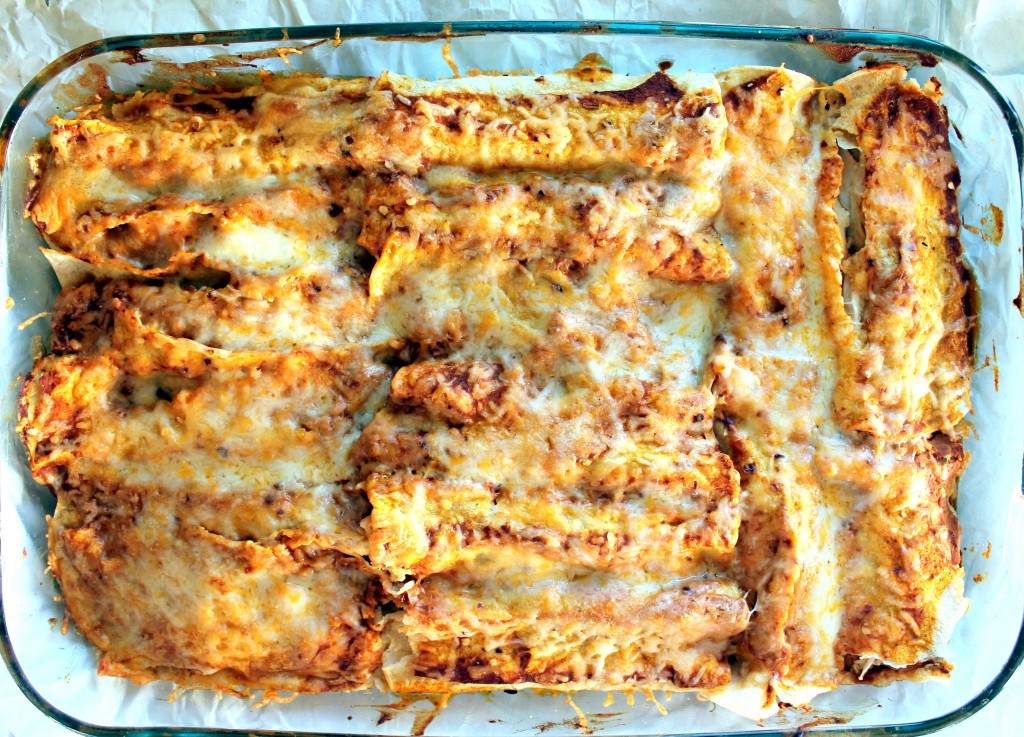 Enchilada Recipes : spicy black bean chicken enchiladas with pumpkin sour cream