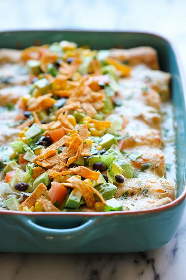 Enchilada Recipes : white chicken enchiladas with green chile sour cream