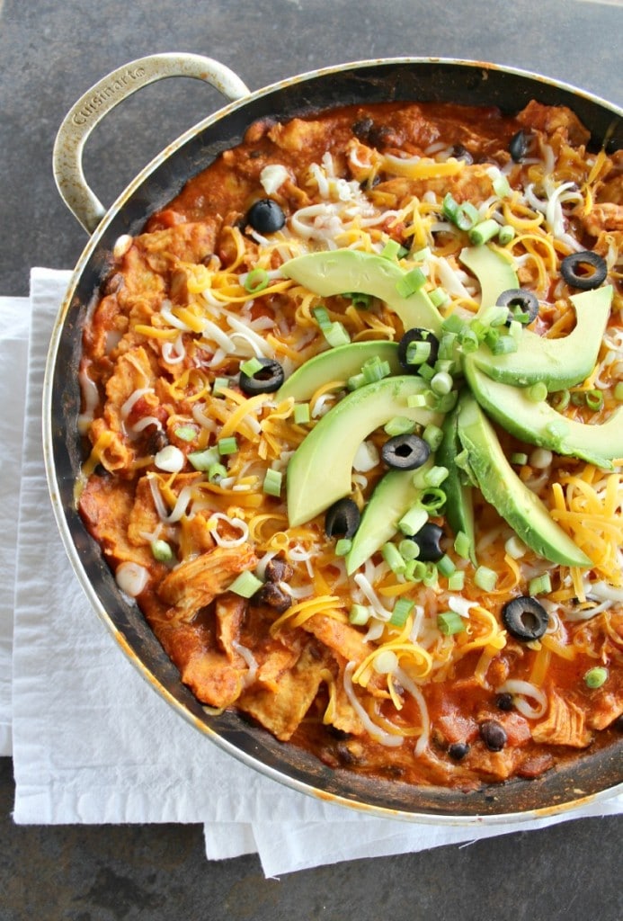 Easy Spring Dinner Ideas | Chicken Enchiladas Skillet