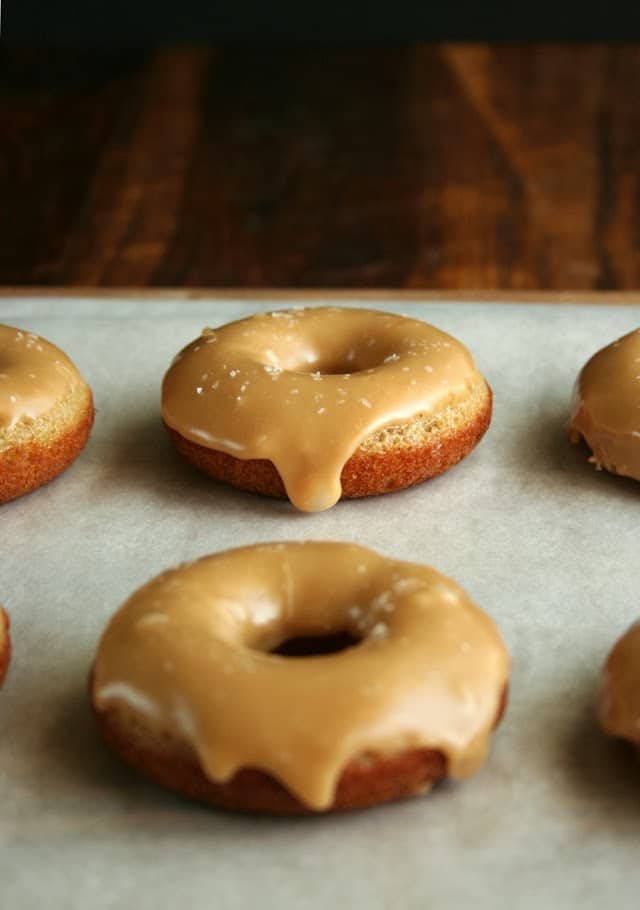 Salted Caramel Apple Cider Baked Donuts