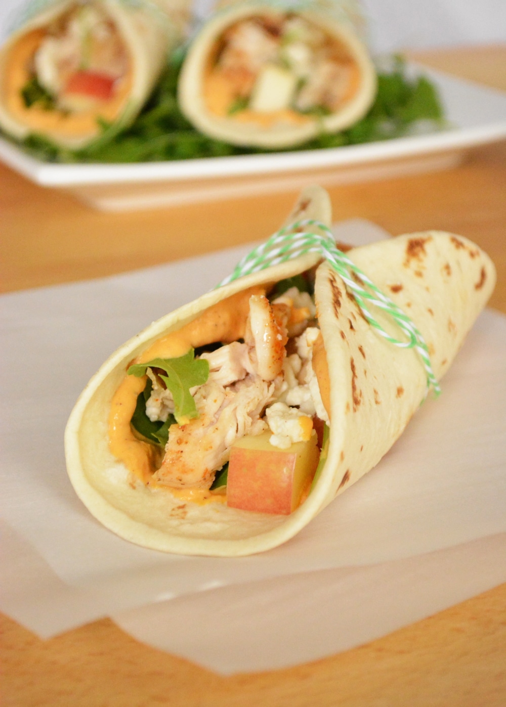 taco recipes: apple and chicken tacos with pumpkin mayo