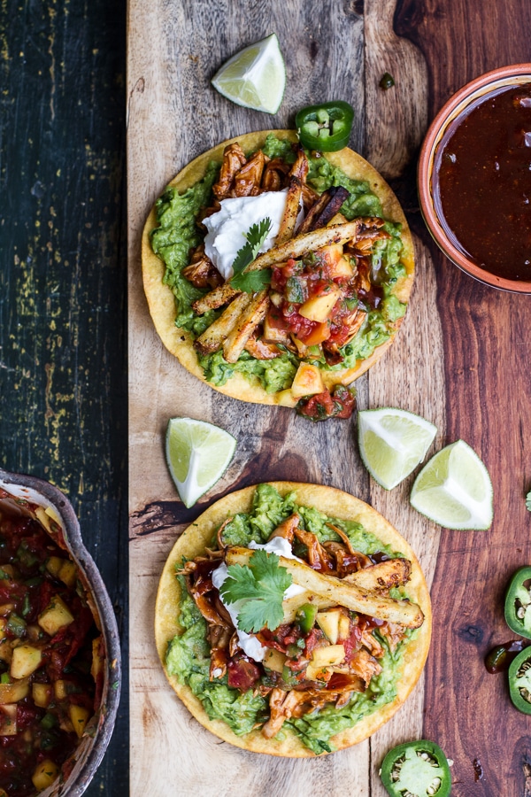 top 10 taco recipes: bbq margarita chicken tostadas withs weet jalapeno margarita salsa