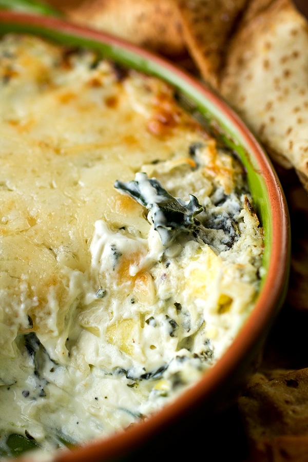 Artichoke Recipes : hot kale artichoke dip with five cheeses