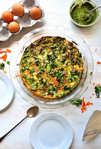 kale carrot pesto crustless quiche