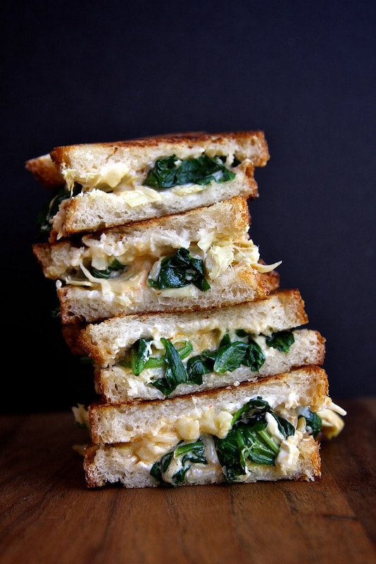 Artichoke Recipes : spinach and artichoke grilled cheese