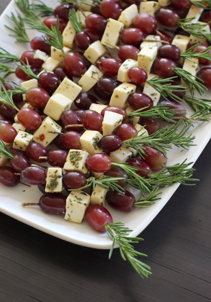 Grape Fontina Rosemary Skewers