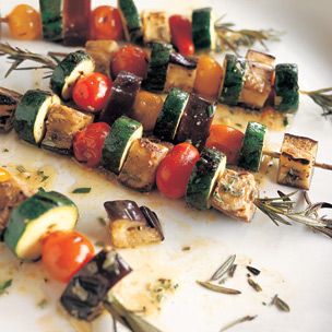 Marinated Summer Vegetables Grilled on Rosemary Skewers