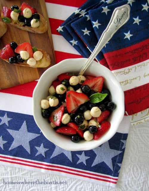 berry caprese bruschetta- fourth of july recipes