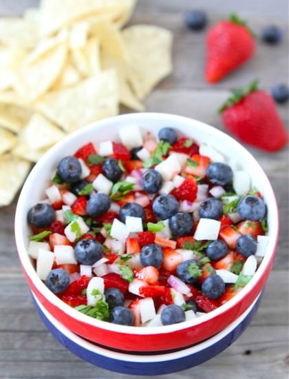 blueberry strawberry jicama salsa- fourth of july recipes