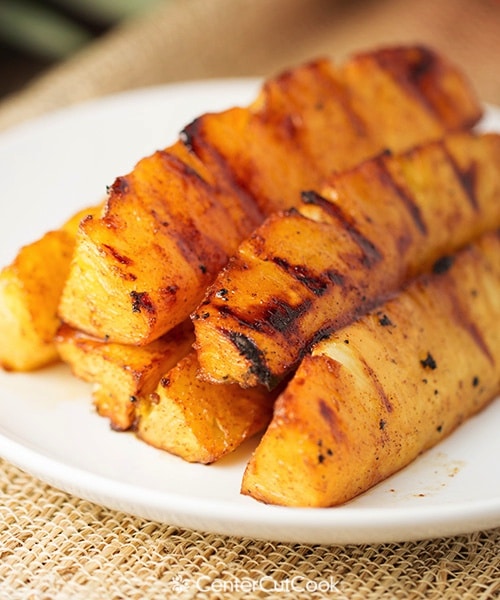 brown sugar and cinnamon glazed pineapple