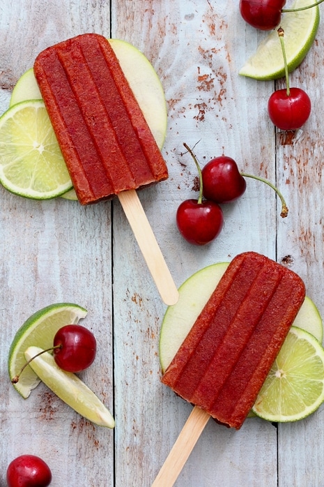 cherry apple whiskey sour popsicles
