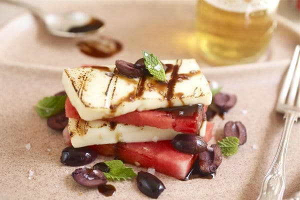 grilled halloumi and watermelon