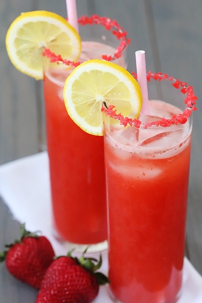 sparkling strawberry lemonade with pop rocks rim