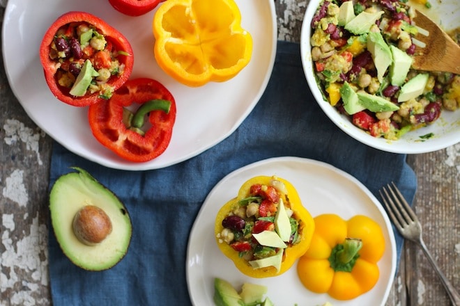 tri legume salad stuffed peppers