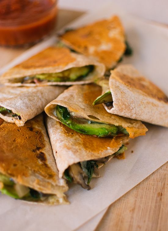 Crispy Mushroom, Spinach and Avocado Quesadillas | Easy Vegetarian Quesadilla Ideas