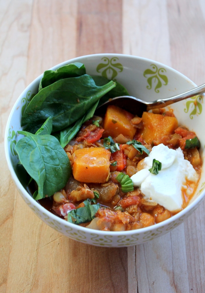 Easy Fall Dinner Recipes : Butternut Squash Chickpea Lentil Moroccan Stew + 4 other delicious vegetarian recipes in this week’s Fall meal plan | Rainbow Delicious