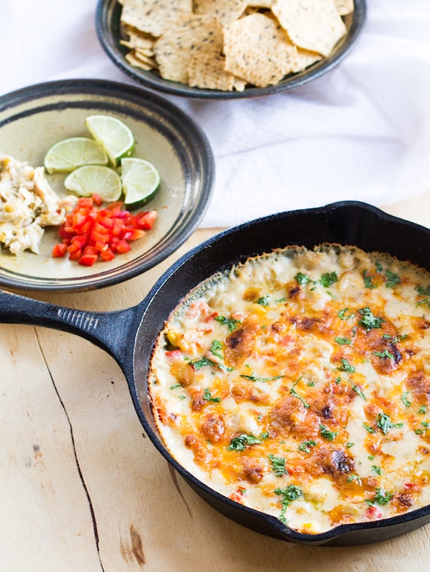 skillet white chicken chili dip + 9 other delicious and unique game day snacks perfect for the Super Bowl | Rainbow Delicious