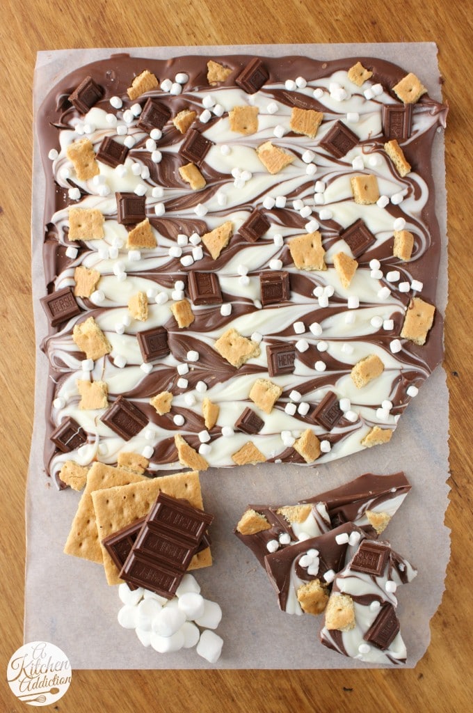 s'mores recipes : triple chocolate smores bark