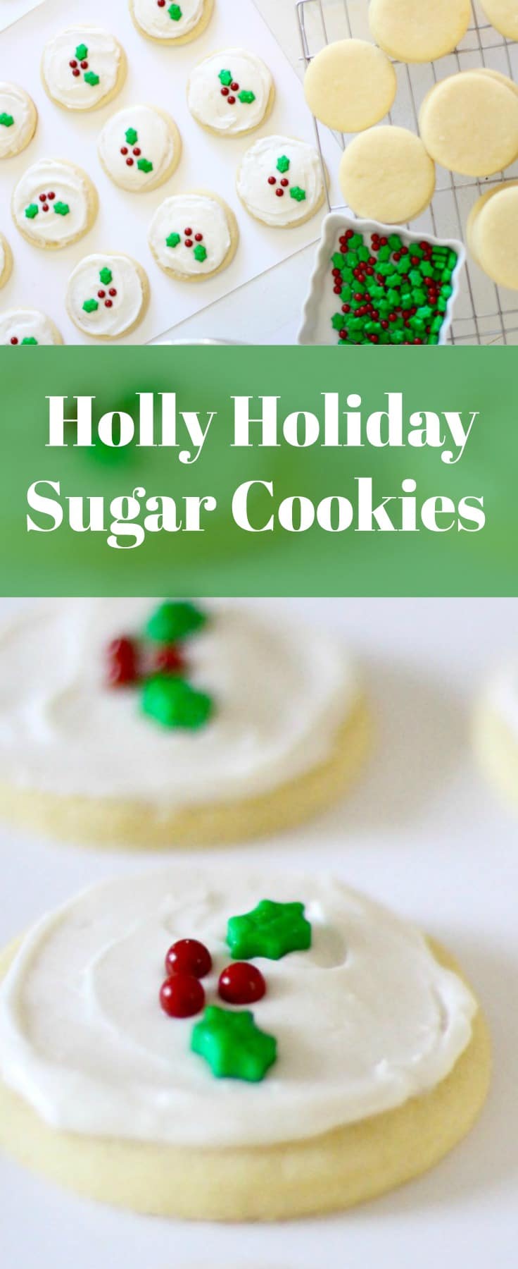 Holly Holiday Sugar Cookies - Rainbow Delicious