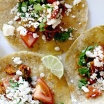 Chili, Garlic and Lime Chicken Tacos with Cilantro and Queso Fresco