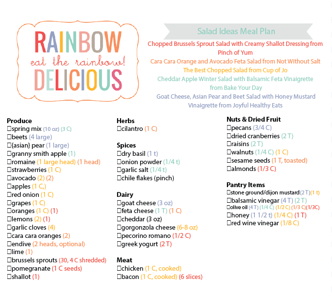 Salad Ideas Grocery List Rainbow Delicious 01