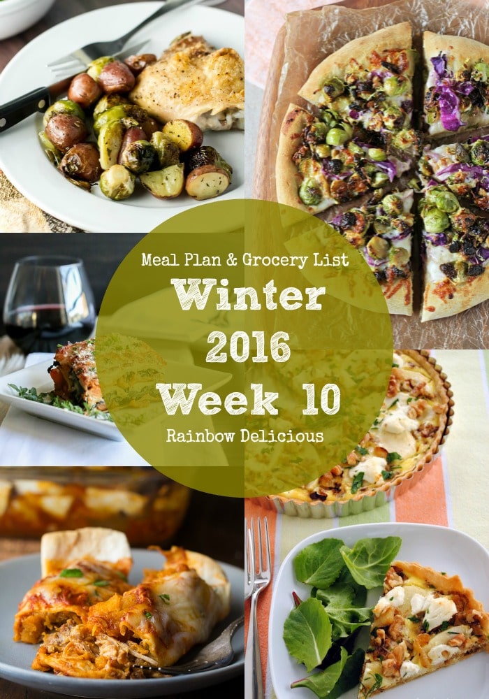 Meal Plan & Grocery List Winter 2016 Week 10 Rainbow Delicious