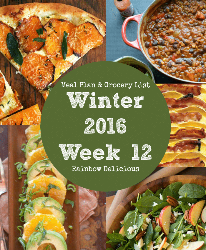 healthy dinner recipes: Winter 2016 Week 12 Rainbow Delicious Meal Plan