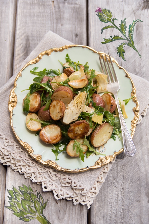 may-spring-dinner-recipes-artichoke-potato-salad-arugla