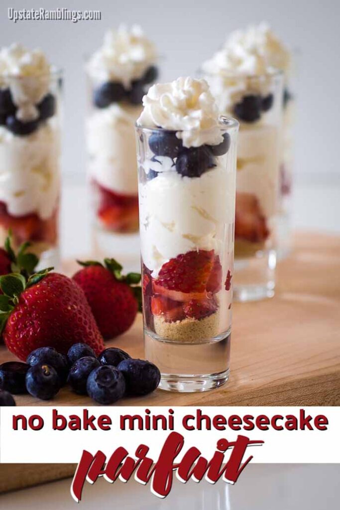 No Bake Mini Patriotic Cheesecake Parfaits - 4th of July Snacks
