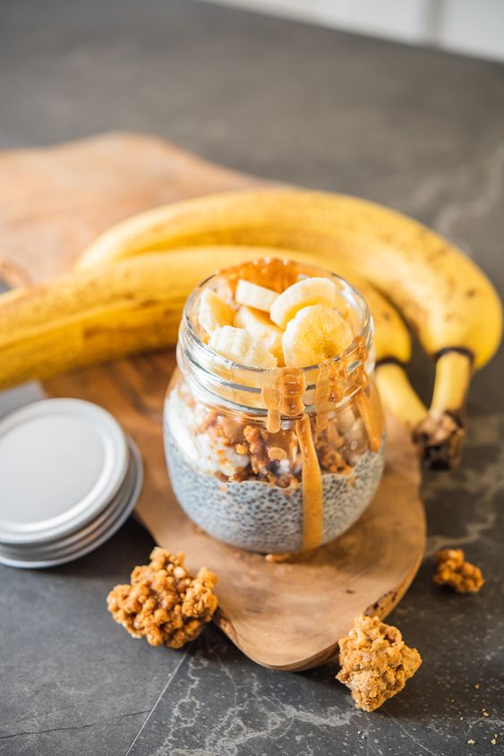 Banana Chia Seed Peanut Butter Parfait - Breakfast Parfaits