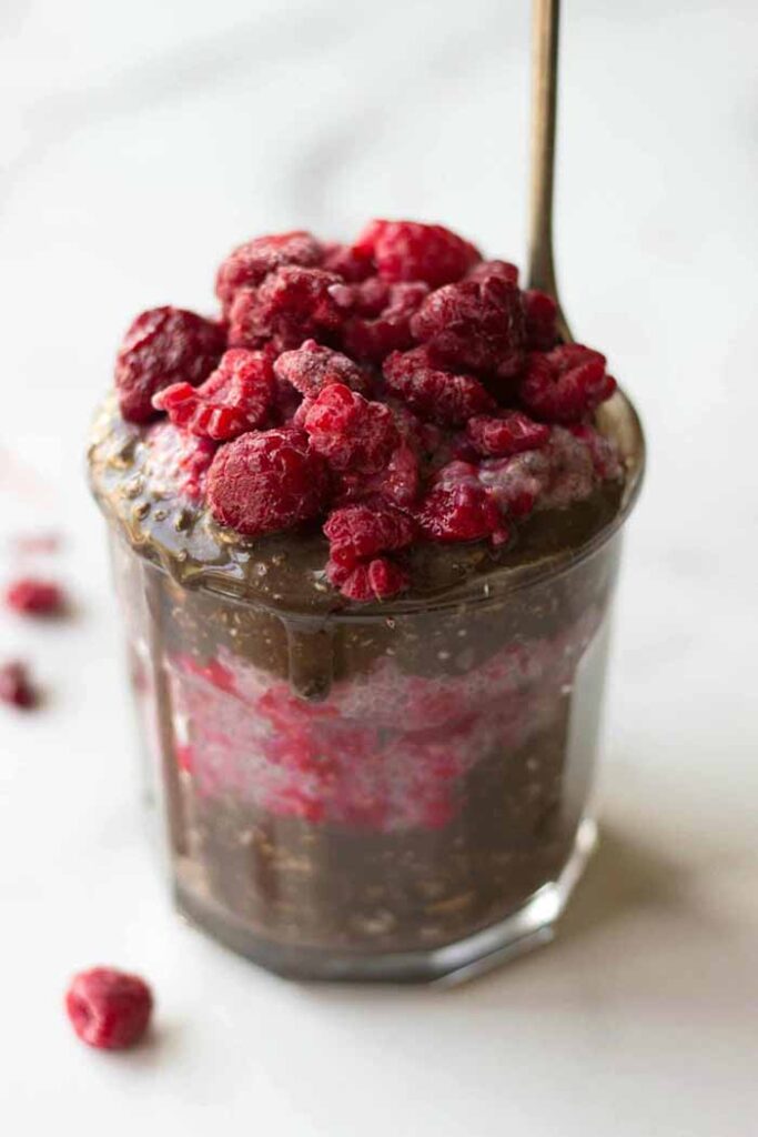 Chocolate Overnight Oat & Raspberry Chia Pudding Parfaits - Breakfast Parfaits